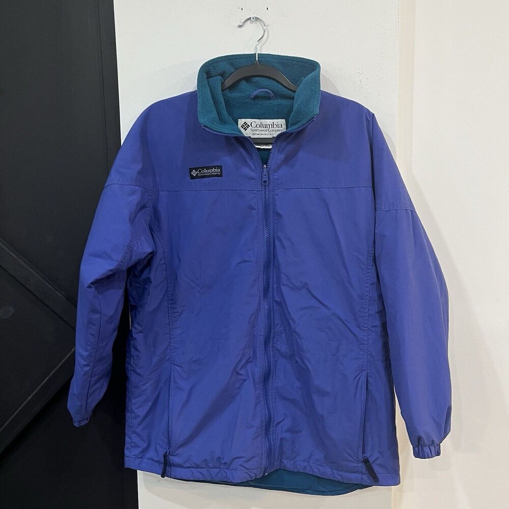 Vintage Columbia Women's Fleece Lined Jacket Size Medium Blue/Teal